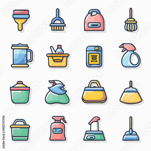 household and cleaning icons
