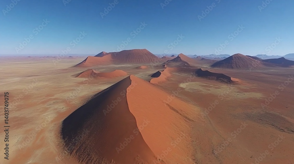 Naklejka premium Vast red sand dunes stretch across the landscape