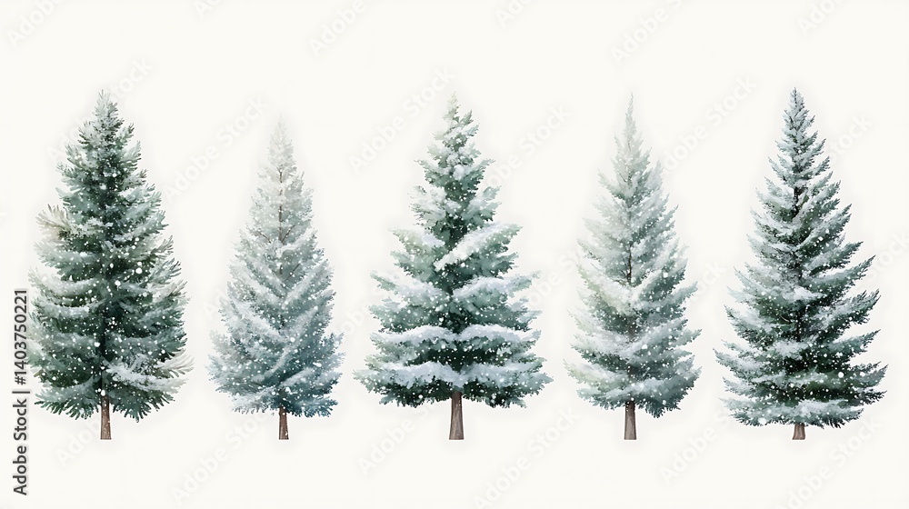 Obraz premium Snowy Fir Trees Isolated