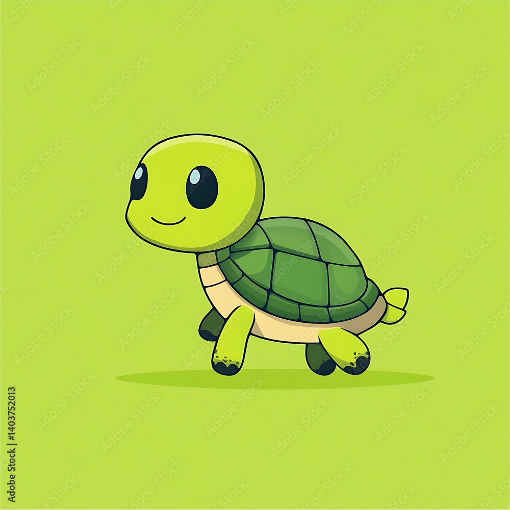 Fototapeta premium Cartoon turtle walking, nature movement icon