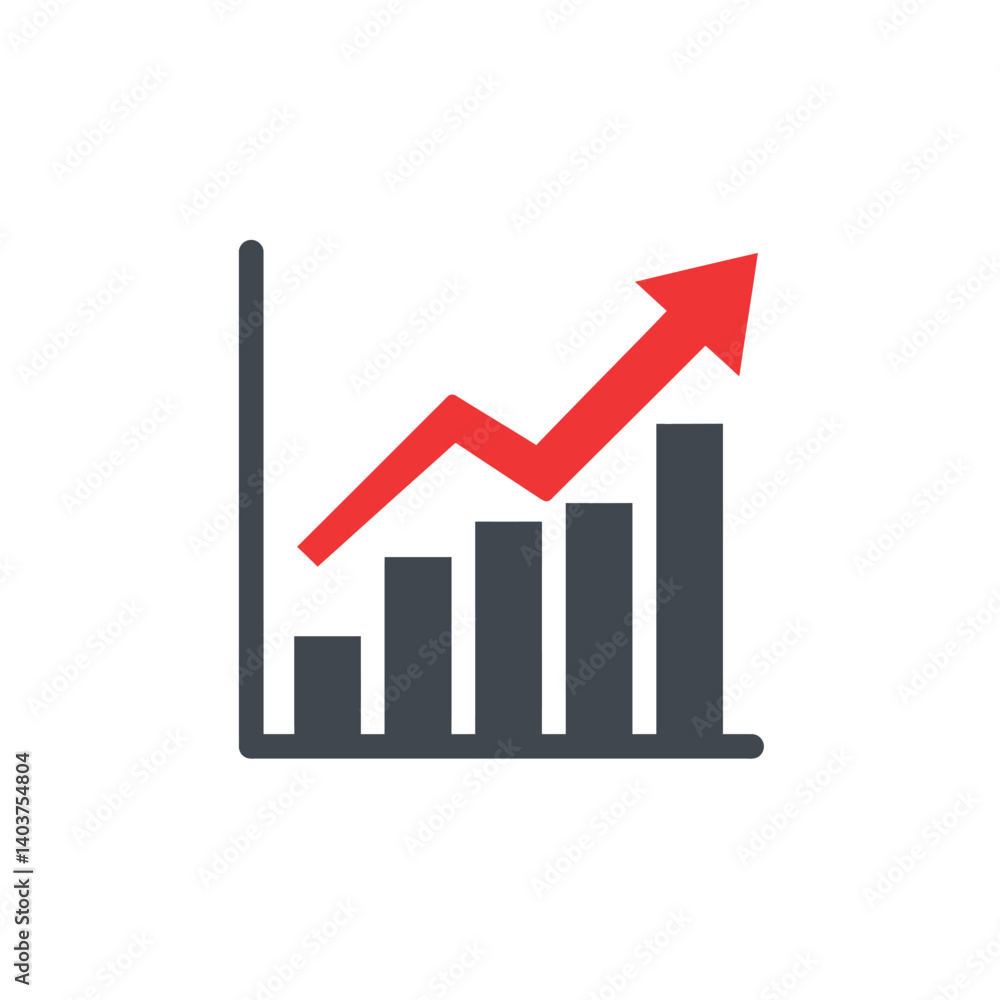 Graph showing growth trends in a flat design style vector illustration Graph showing growth trends in a flat design style vector illustration