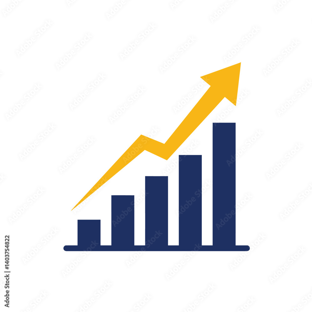 Growth chart with upward trend in flat design vector art Growth chart with upward trend in flat design vector art