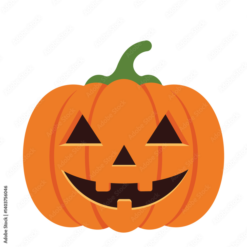 Smiling Halloween pumpkin in flat design style featuring vibrant colors and playful expression vector art Smiling Halloween pumpkin in flat design style featuring vibrant colors and playful expression vector art