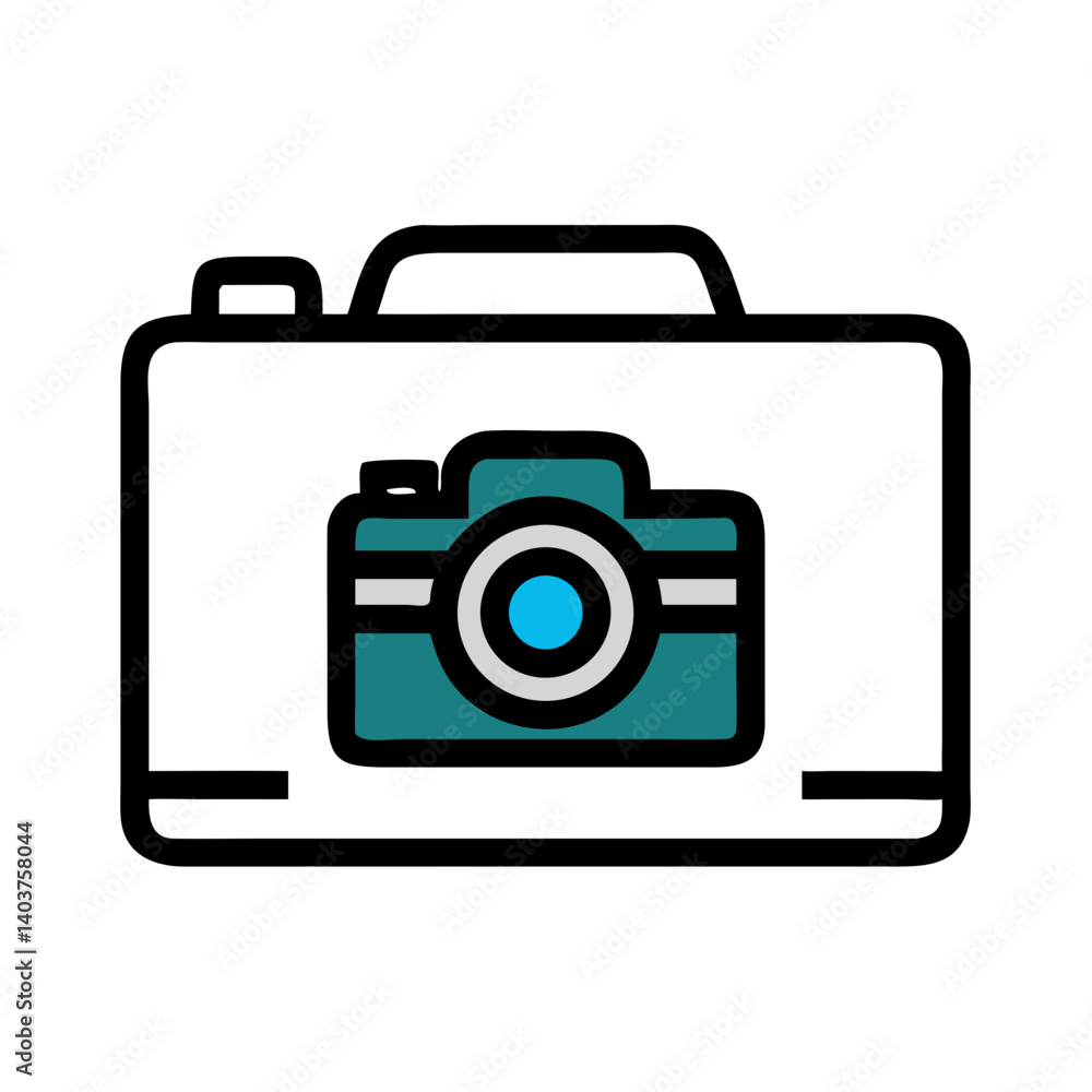 Camera in Case Icon Representing Photography Equipment or Storage Camera in Case Icon Representing Photography Equipment or Storage
