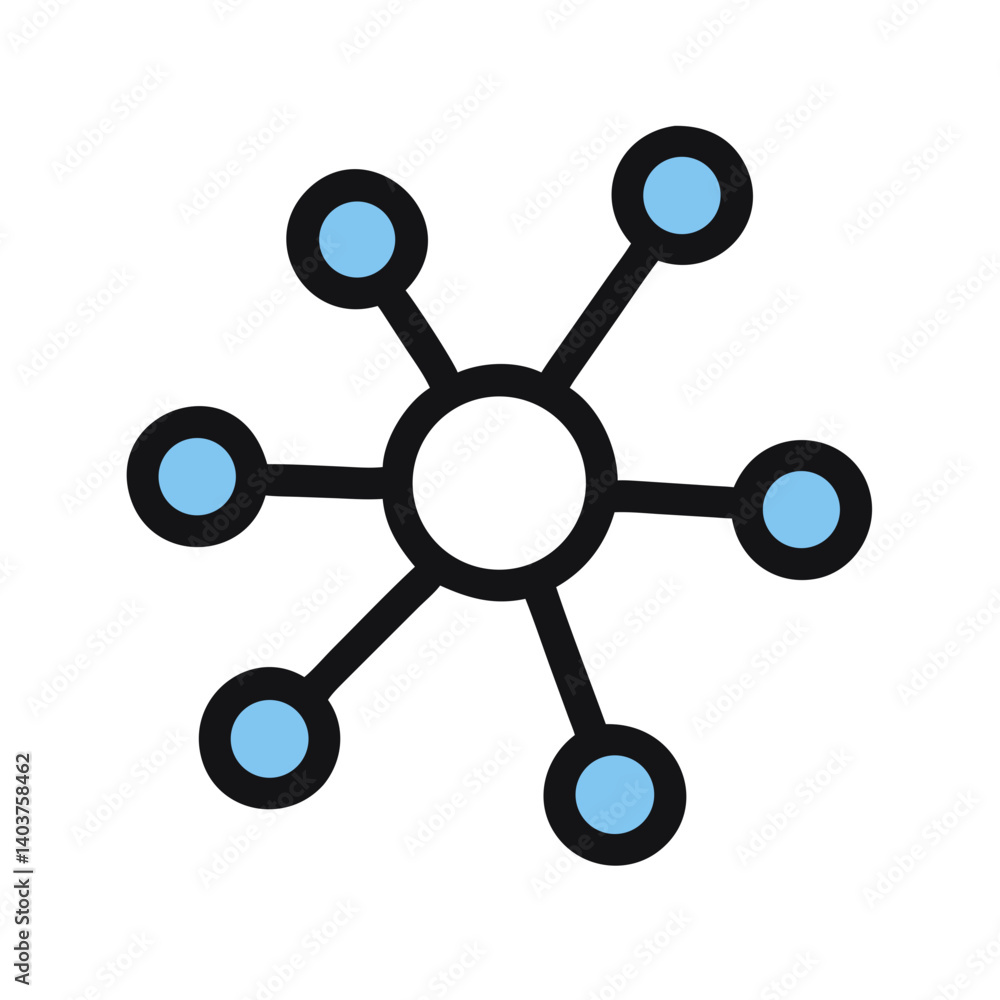 Central Node with Connected Points Icon Representing Network or System Connectivity Central Node with Connected Points Icon Representing Network or System Connectivity