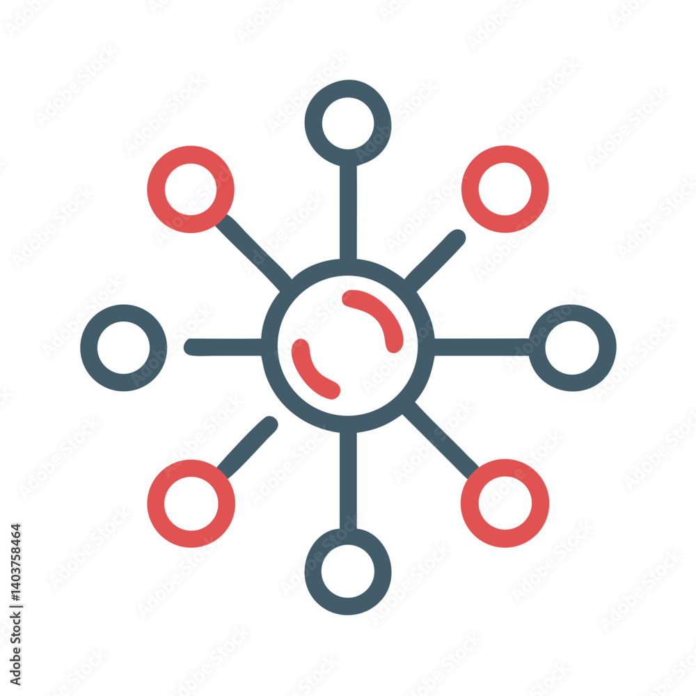 Central Node with Connected Points Icon Representing Network or System Connectivity Central Node with Connected Points Icon Representing Network or System Connectivity