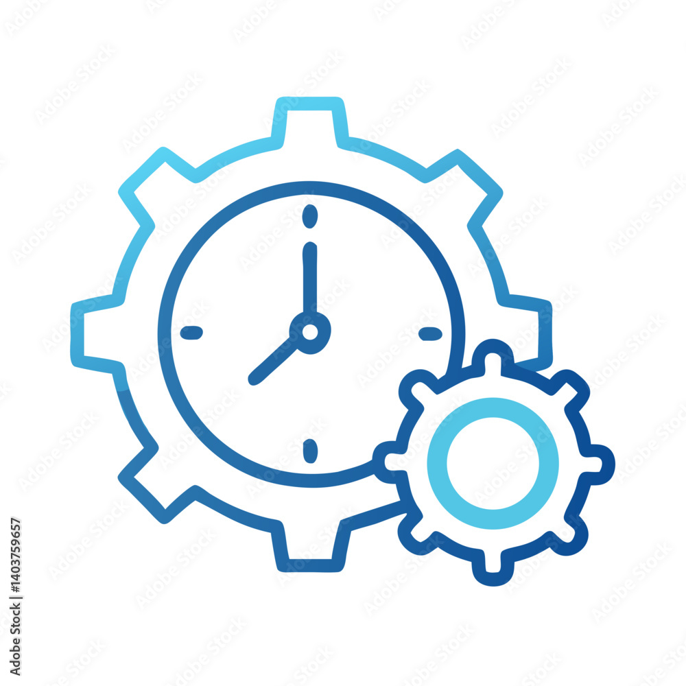 Clock with Gear Icon Representing Productivity or Time Optimization Clock with Gear Icon Representing Productivity or Time Optimization