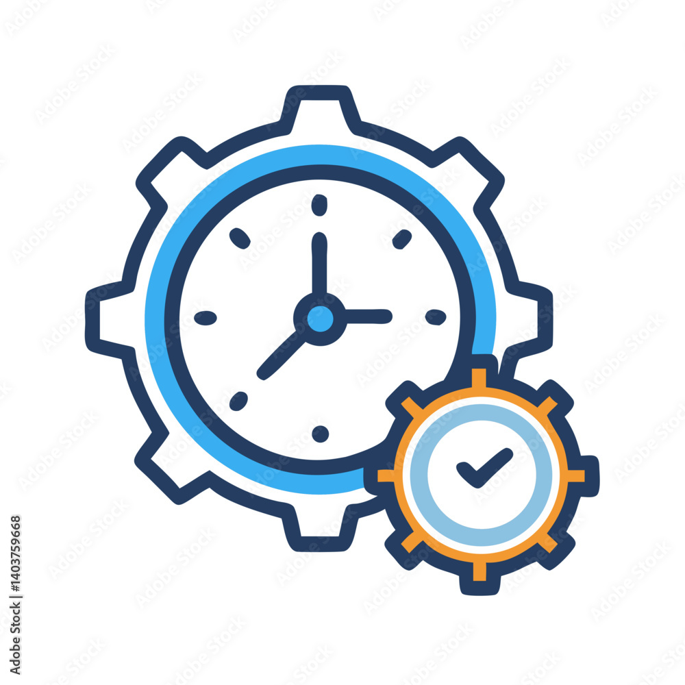 Clock with Gear Icon Representing Productivity or Time Optimization Clock with Gear Icon Representing Productivity or Time Optimization