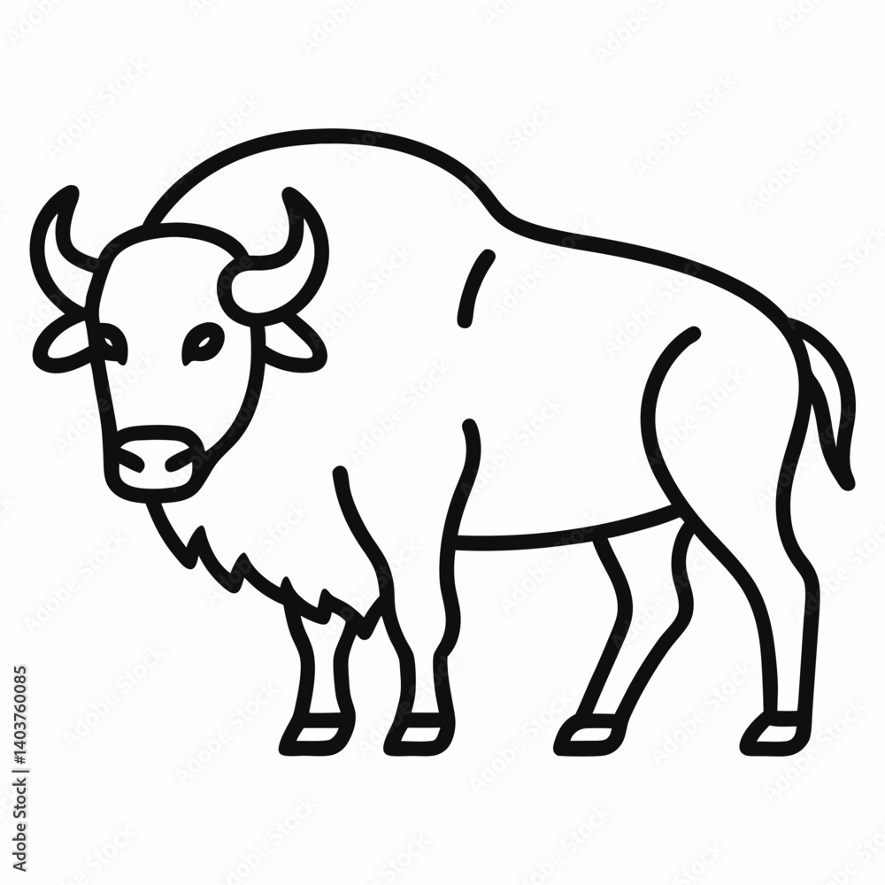 Fototapeta premium Buffalo outline icon on white background