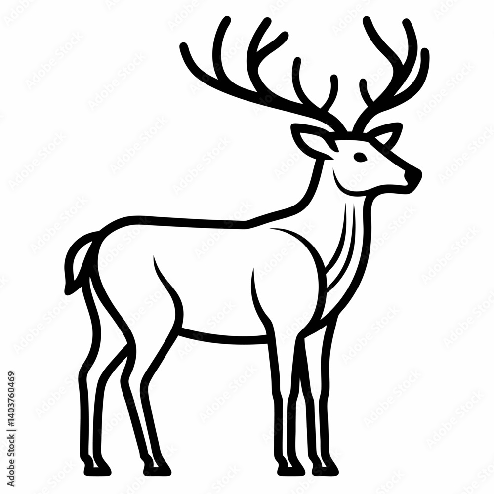 Fototapeta premium Elk outline icon on white background