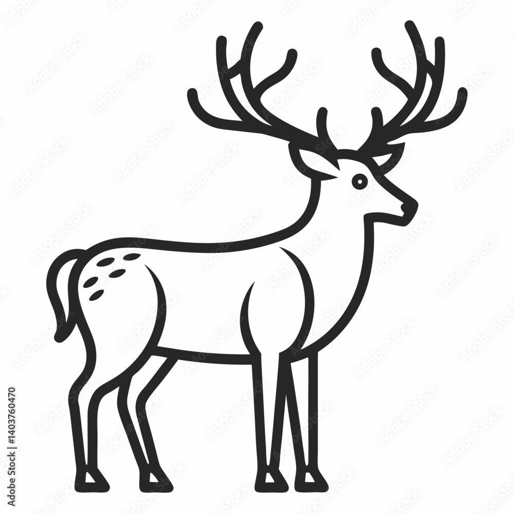 Fototapeta premium Elk outline icon on white background
