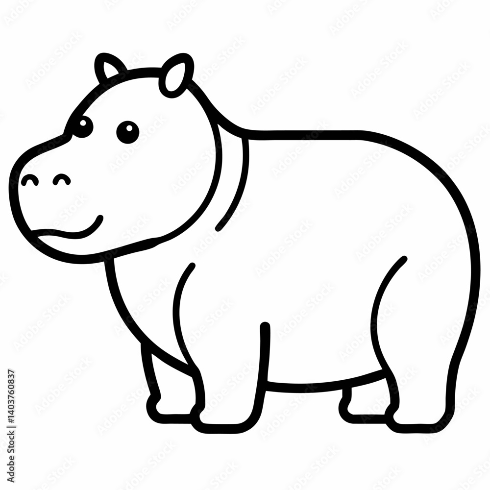 Obraz premium Hippopotamus outline icon on white background