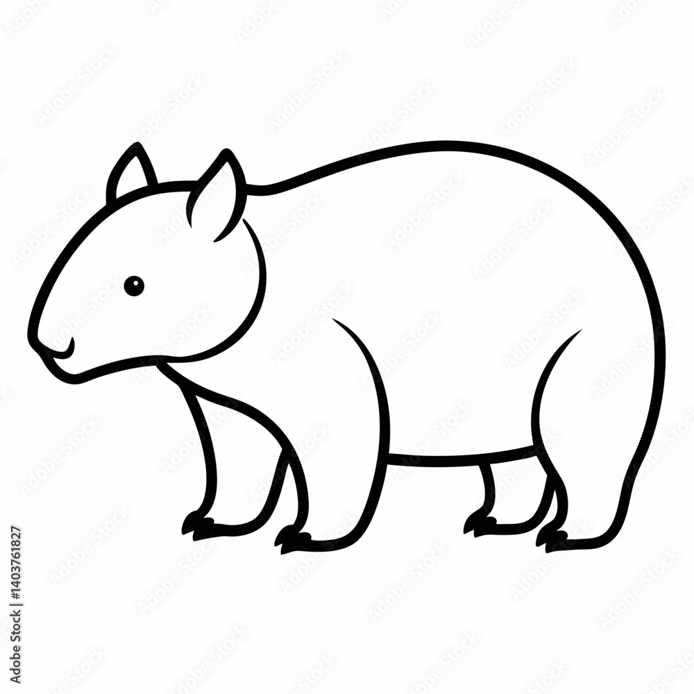 Fototapeta premium Wombat outline icon on white background