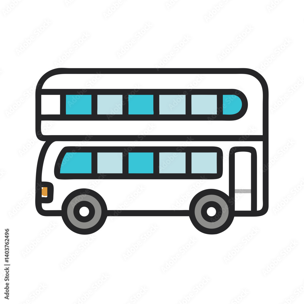 Double Decker Bus Icon Representing City Tour or Sightseeing Double Decker Bus Icon Representing City Tour or Sightseeing