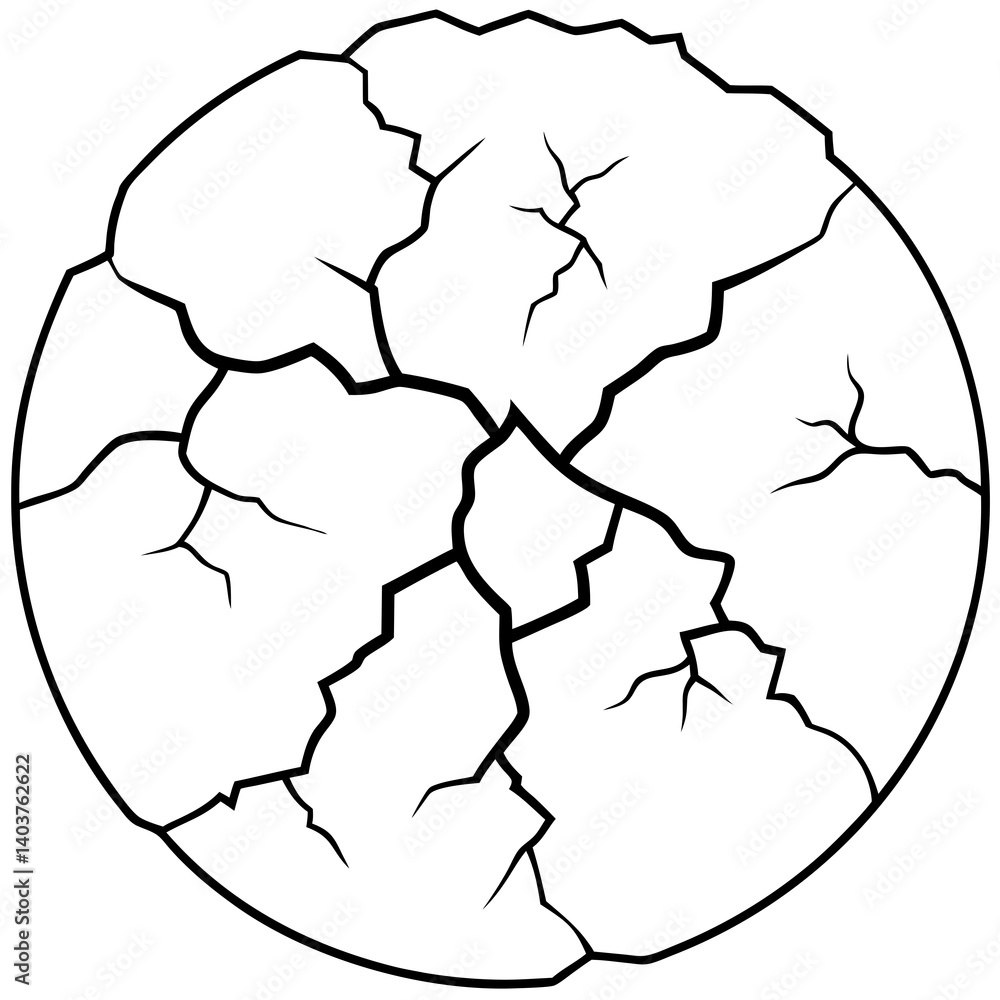 Surface cracks and fissures in ground vector Surface cracks and fissures in ground vector
