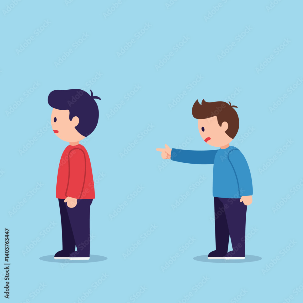Two boys expressing emotions in a flat design style vector illustration Two boys expressing emotions in a flat design style vector illustration