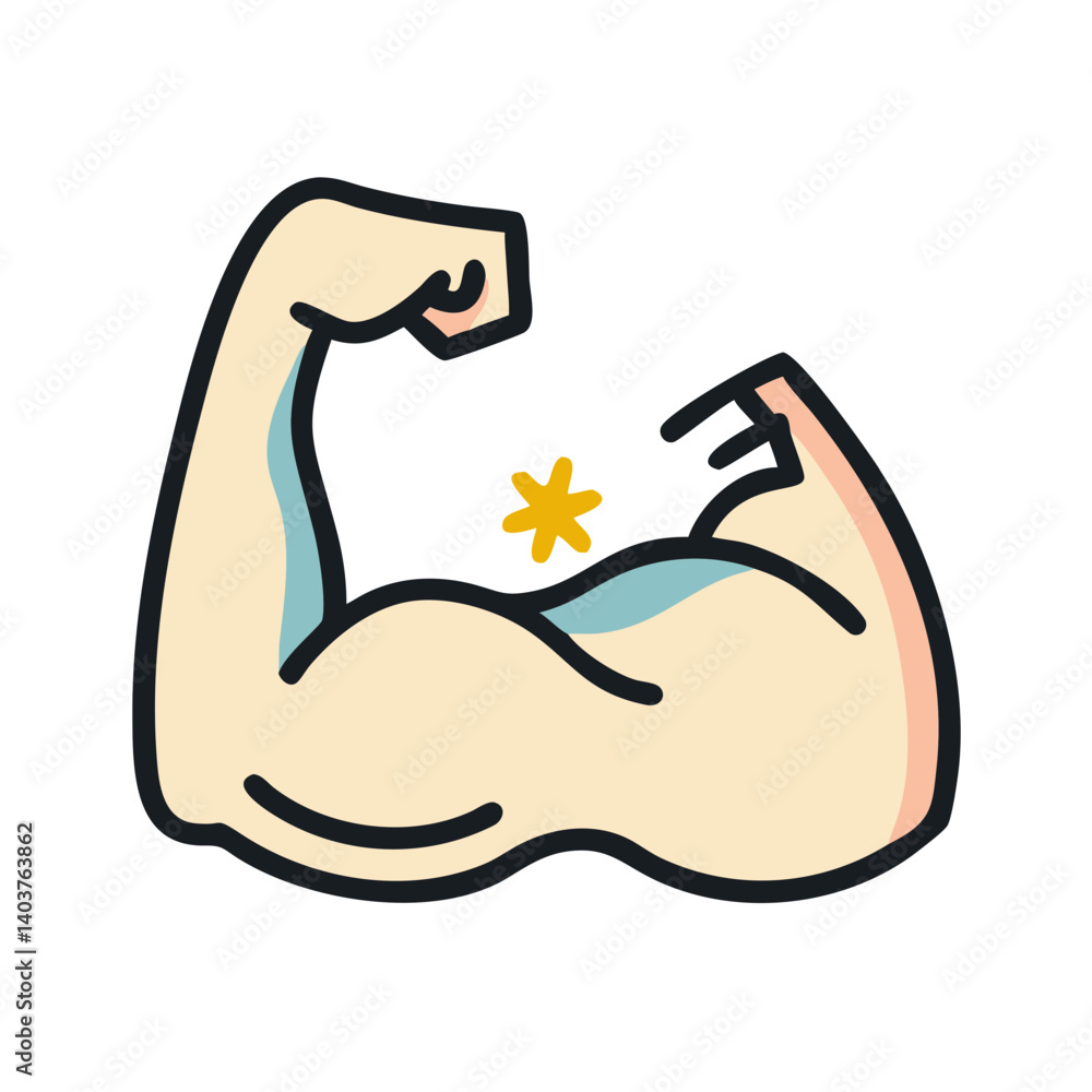Flexed Arm with Muscle Icon Representing Strength or Physical Power Flexed Arm with Muscle Icon Representing Strength or Physical Power