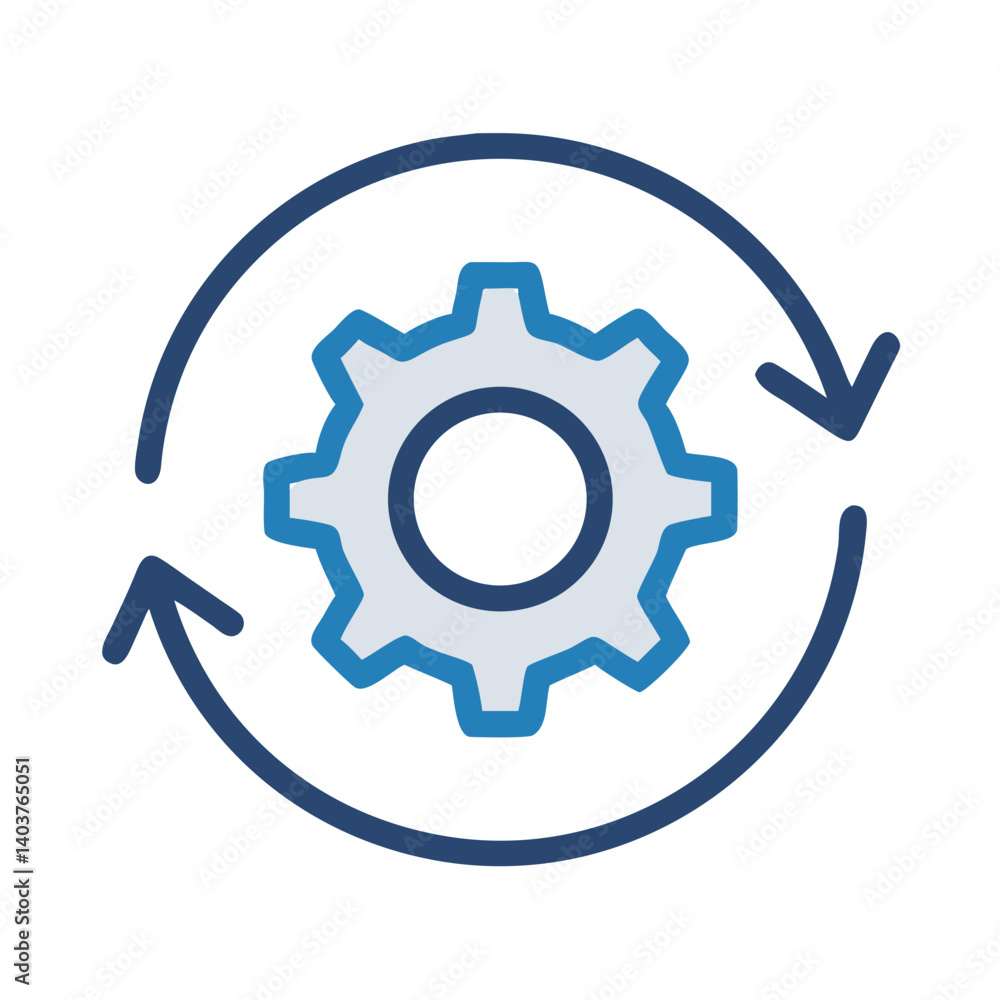 Gear Synchronization Icon Representing Process Coordination or Workflow Gear Synchronization Icon Representing Process Coordination or Workflow