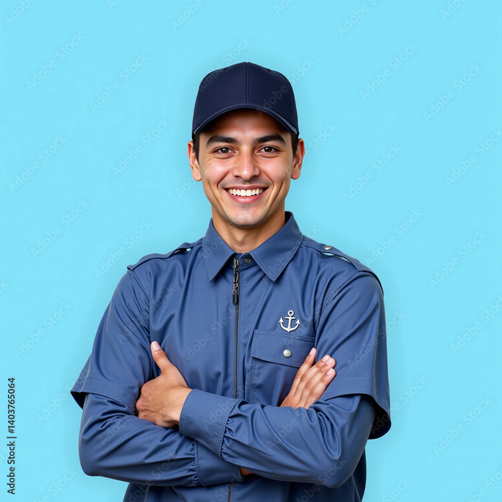 Smiling Man in Navy Uniform with Crossed Arms and Cap – Confident Military Portrait
Smiling Man in Navy Uniform with Crossed Arms and Cap – Confident Military Portrait