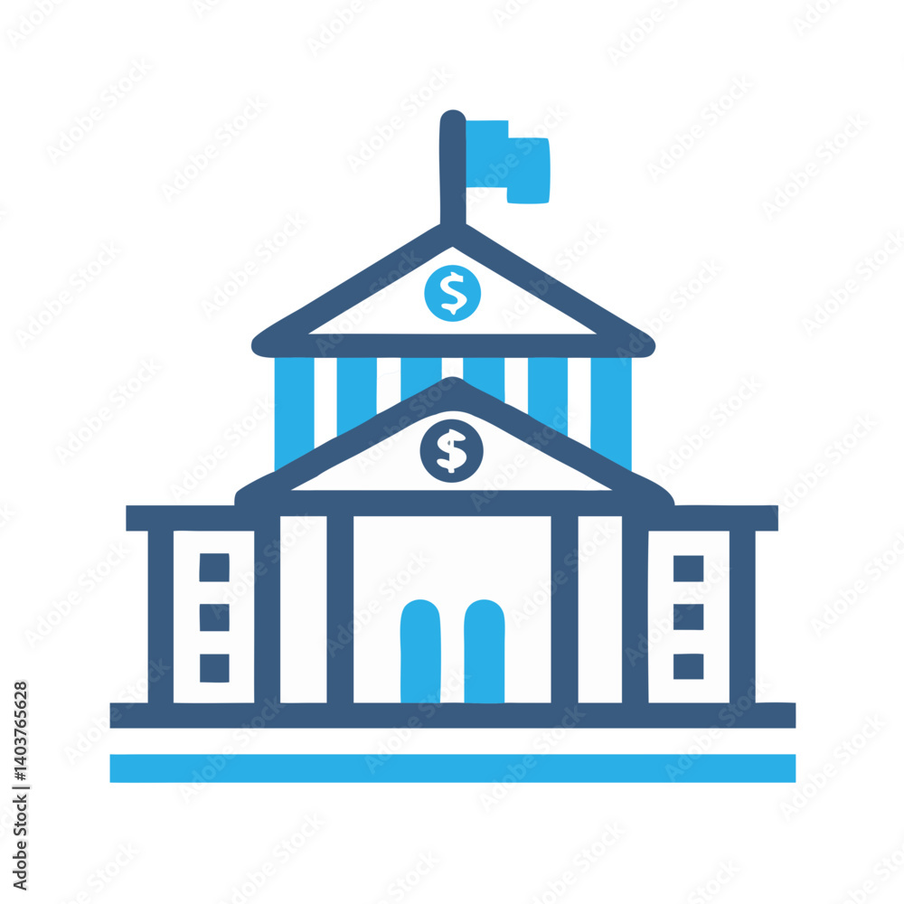Government Building Icon Representing Financial Institutions or Public Finance Government Building Icon Representing Financial Institutions or Public Finance
