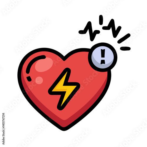 Heart with Shock Icon Representing Cardiac Health or Emergency