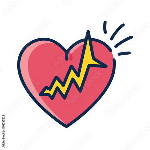 Heart with Shock Icon Representing Cardiac Health or Emergency