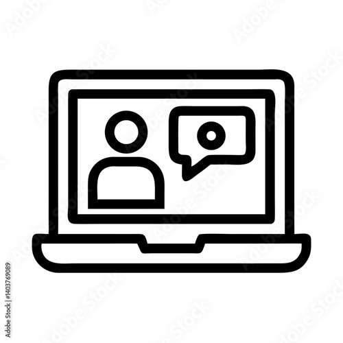  Laptop with Video Call Icon Representing Online Communication