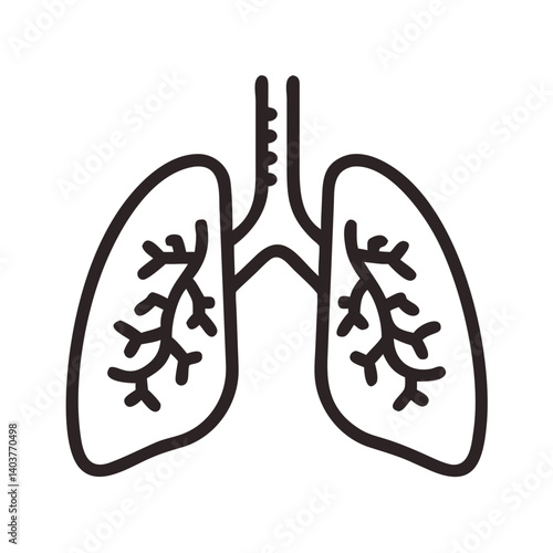 Lungs with Bronchi Icon Representing Respiratory System and Pulmonary Health