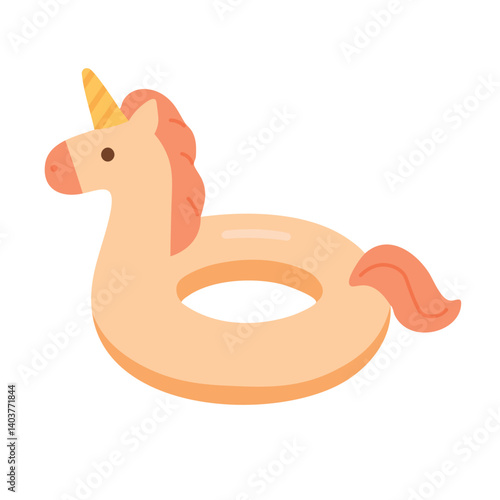 Funny inflatable unicorn swim ring for summer pool fun, beach relaxation and water play.