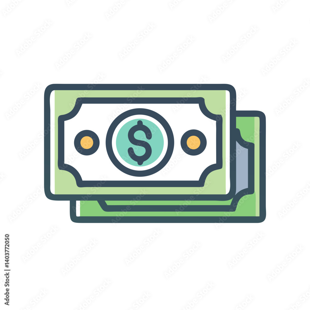 Money Bills Icon Representing Travel Budget and Financial Planning for Trips Money Bills Icon Representing Travel Budget and Financial Planning for Trips