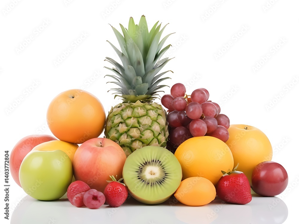 Vibrant Mix of Fresh Fruits Background Colorful and Healthy Assortment Vibrant Mix of Fresh Fruits Background Colorful and Healthy Assortment