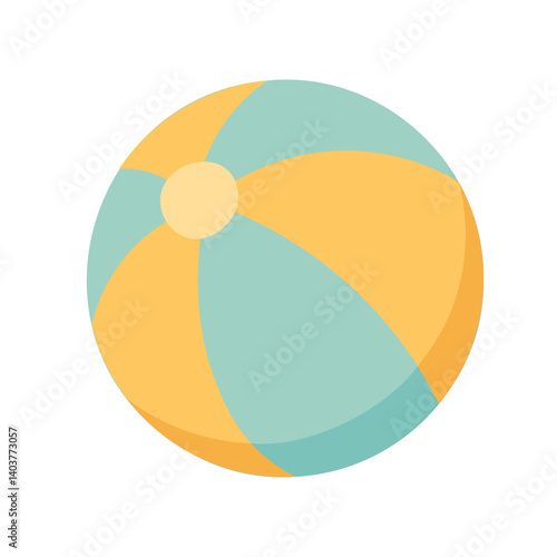 Colorful inflatable beach ball in cartoon flat style, isolated summer toy illustration for vacation or kids fun.
