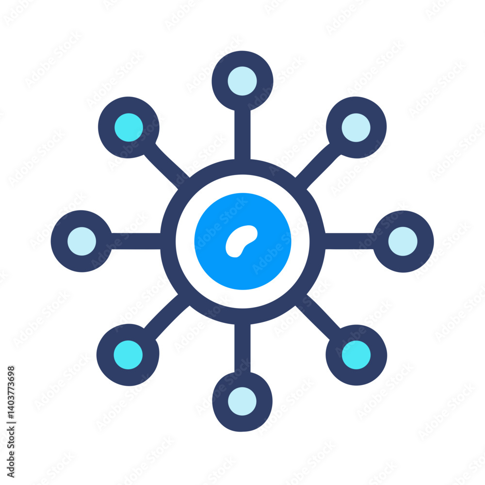 Network with Central Node Icon Representing Digital Connectivity and Data Hub Network with Central Node Icon Representing Digital Connectivity and Data Hub