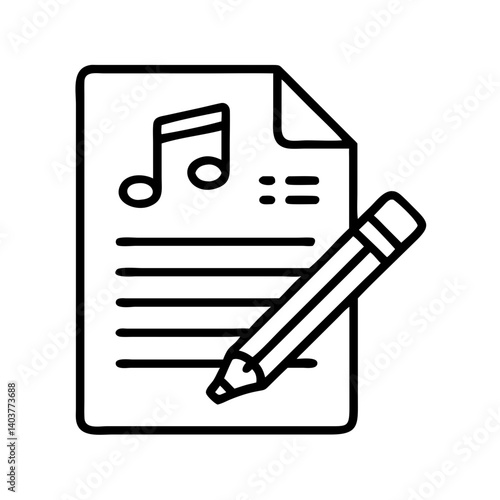 Music Sheet with Pencil Icon Representing Songwriting and Musical Composition