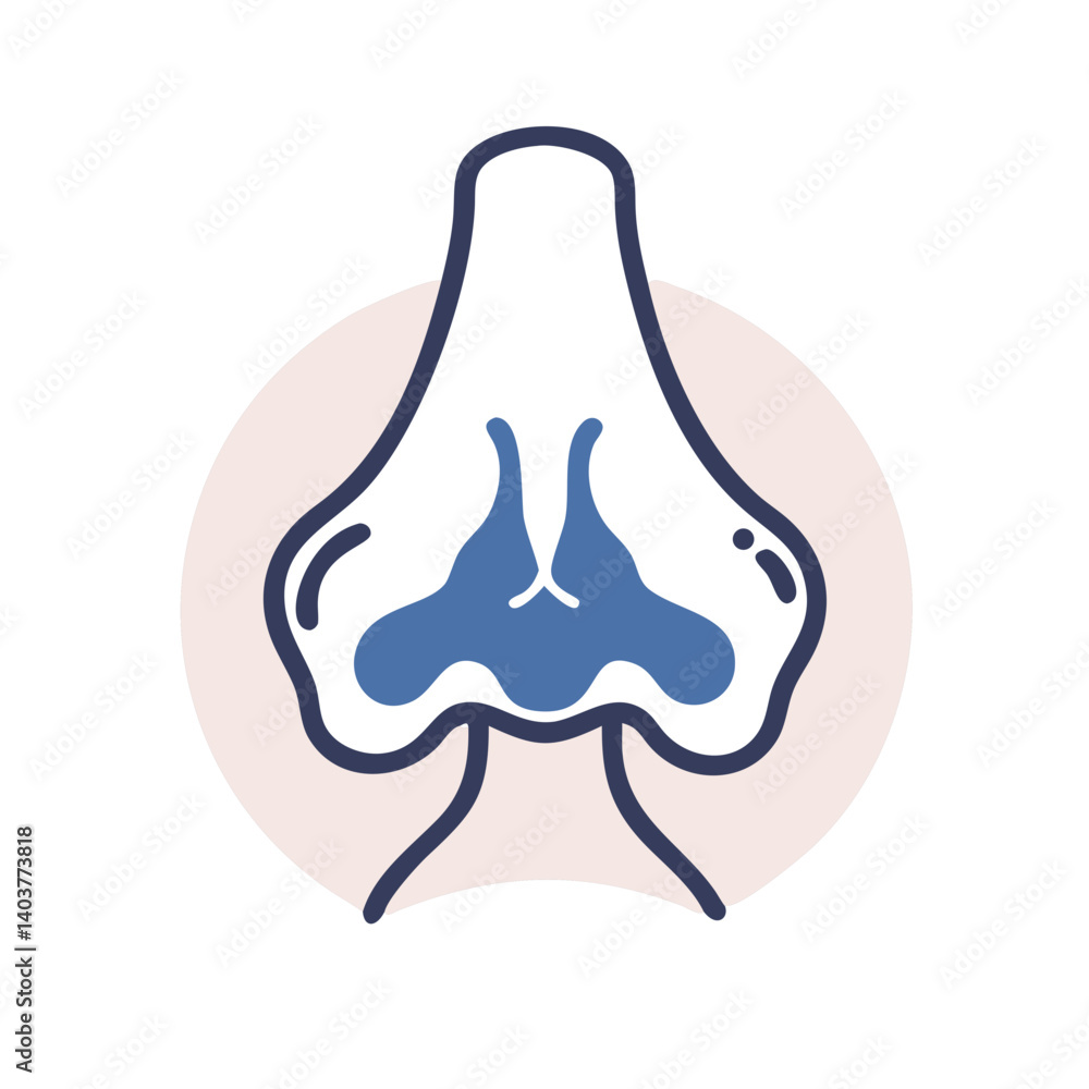 Nose with Nasal Passage Icon Representing Respiratory System and Nasal Function Nose with Nasal Passage Icon Representing Respiratory System and Nasal Function
