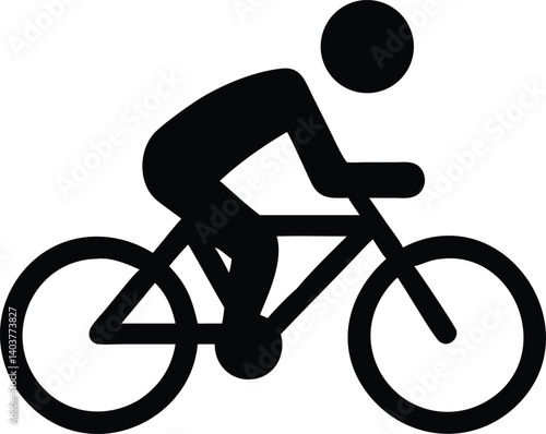 Bicycle Icon Black Silhouette on Transparent Background, Cyclist, Flat Design