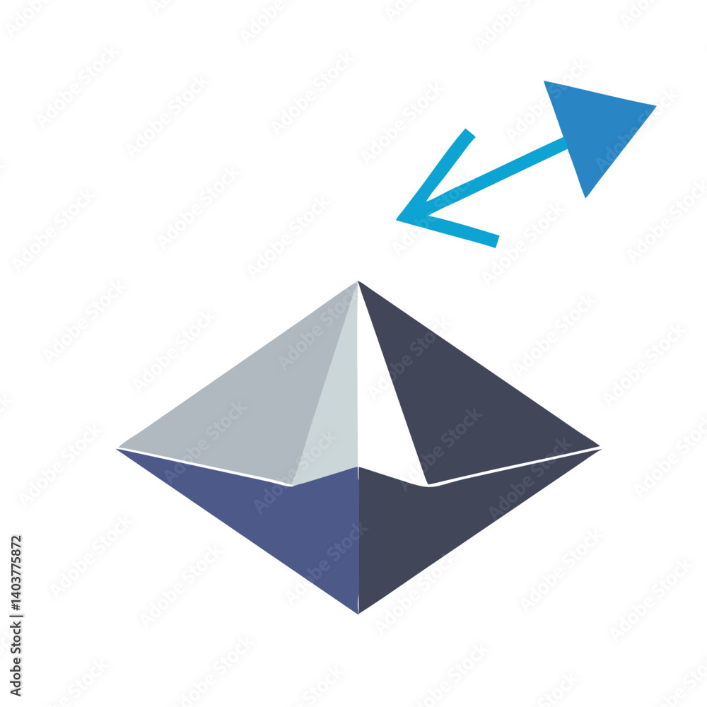 Origami Hat with Arrow Icon Representing Reversible Fold and Interactive Paper Craft Origami Hat with Arrow Icon Representing Reversible Fold and Interactive Paper Craft