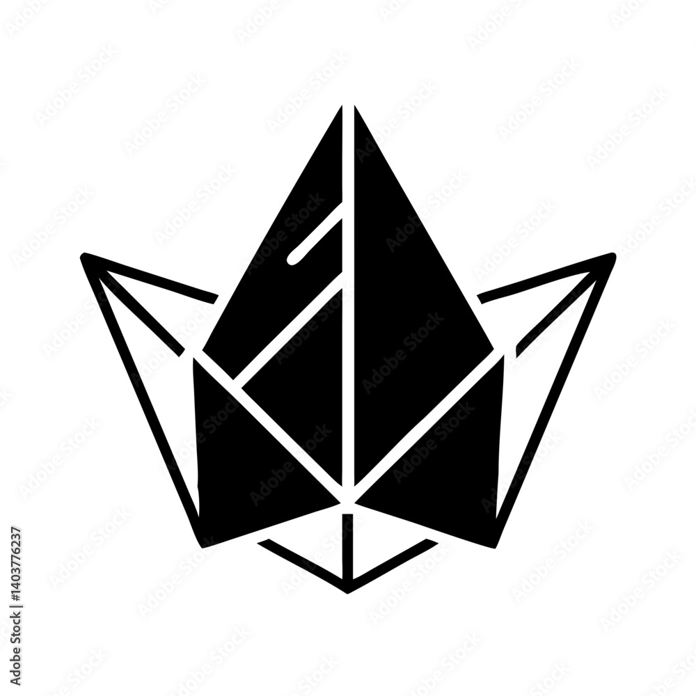 Origami Leaf Icon Representing Nature Element and Decorative Paper Craft