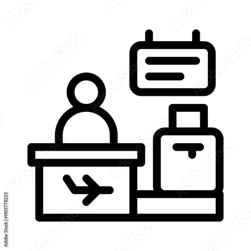 check in counter line icon