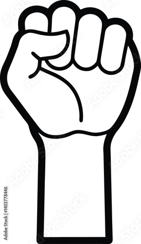 Clenched Fist Silhouette Against White, Arm Up, Revolution Sign on Transparent