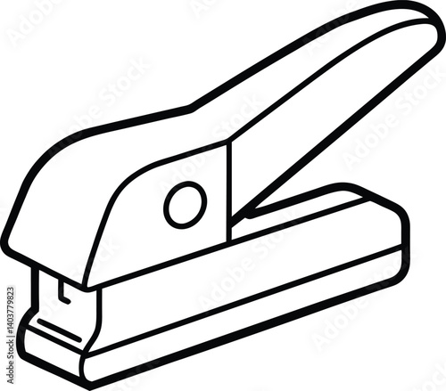 Black and White Stapler Stationery Item Isolated on Transparent Background
