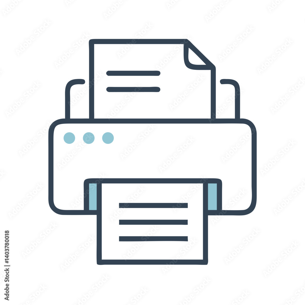 Printer Icon Representing Print Document or Output Device Function Printer Icon Representing Print Document or Output Device Function