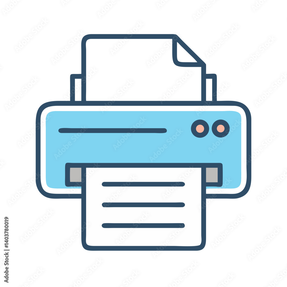 Printer Icon Representing Print Document or Output Device Function Printer Icon Representing Print Document or Output Device Function