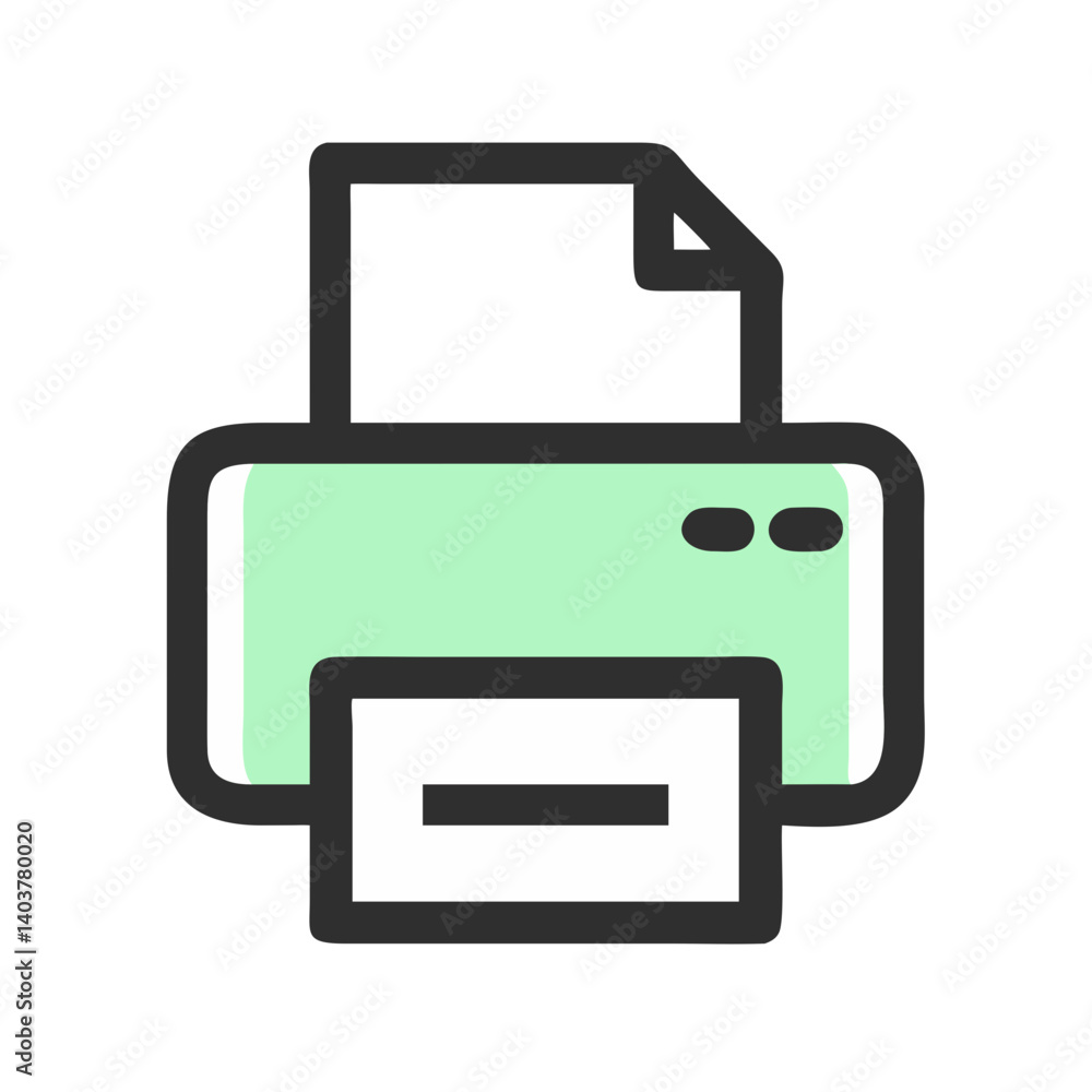 Printer Icon Representing Print Document or Output Device Function Printer Icon Representing Print Document or Output Device Function