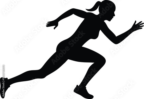 Female Runner Silhouette on Transparent Background