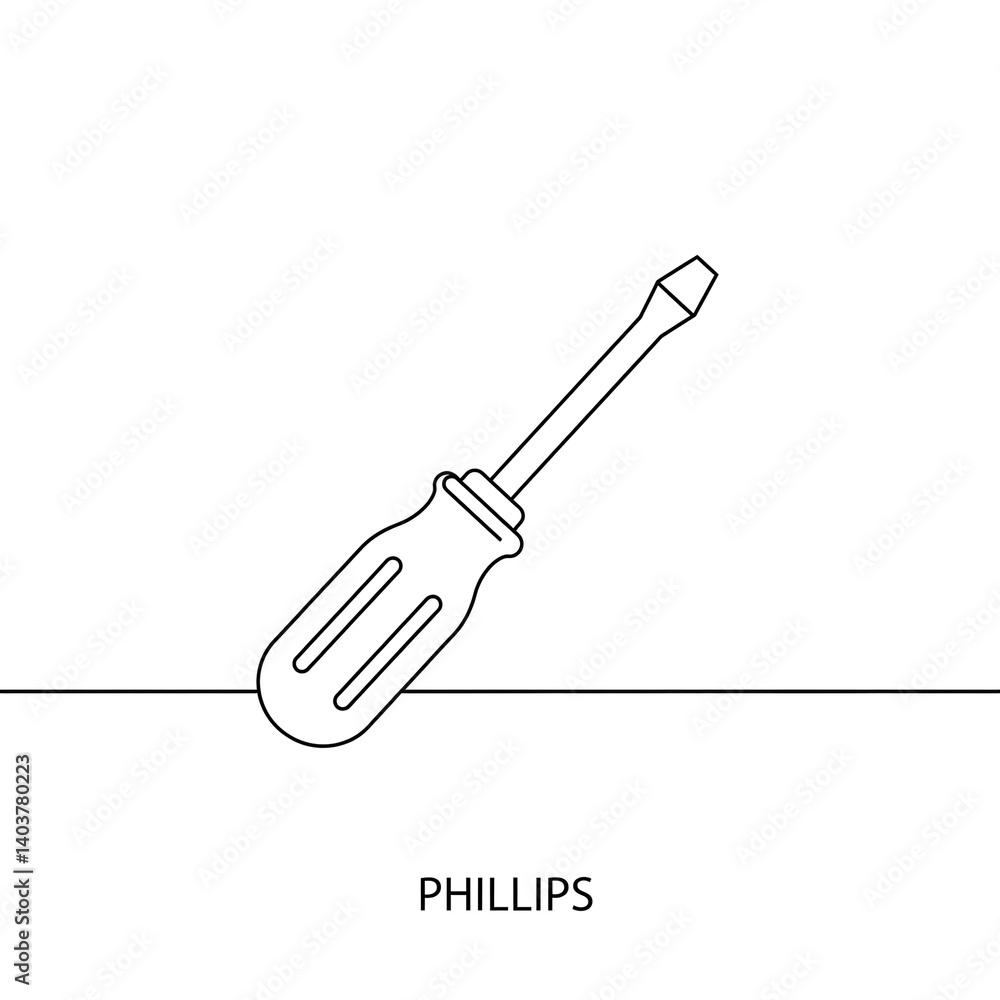 Fototapeta premium Phillips Screwdriver, thin line icon, white background.&nbsp; 
