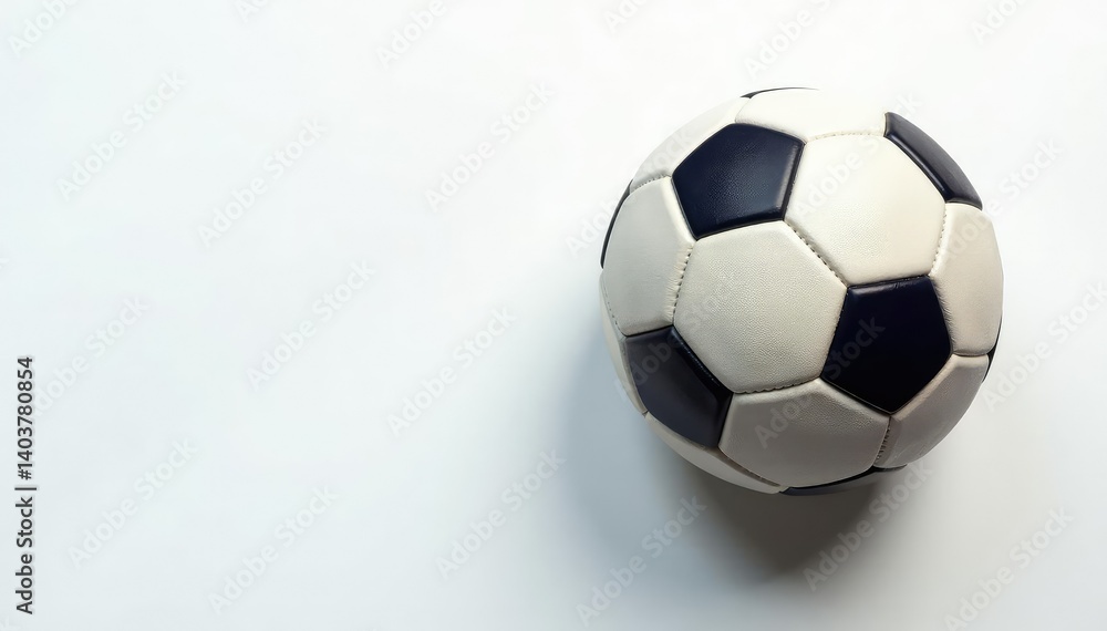 Naklejka premium Overhead view of football against white backdrop, clean, background, spiral