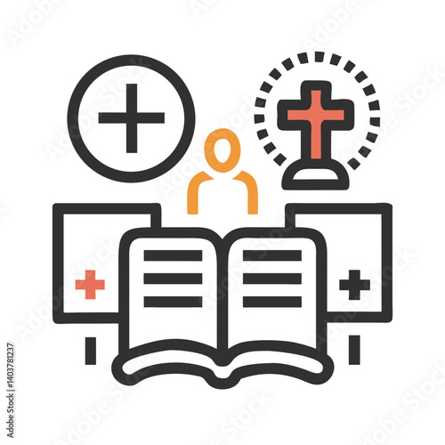 Religious Text Icon Representing Theology or Religious Study and Sacred Scriptures