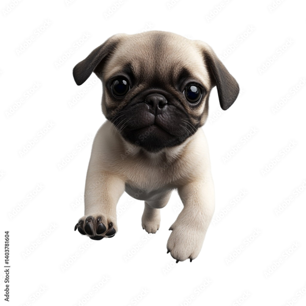 Obraz premium Adorable Pug Puppy Approaching Playfully Sweet Expression