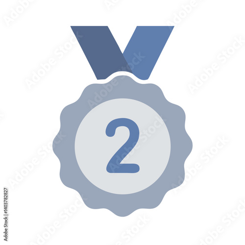 Silver Medal Icon Representing Second Place Ranking and Achievement